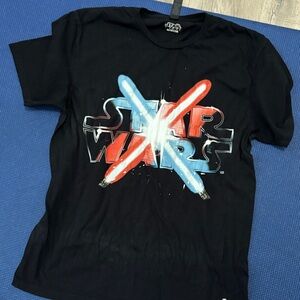 Star Wars Black Tee with Red and Blue Lightsabers